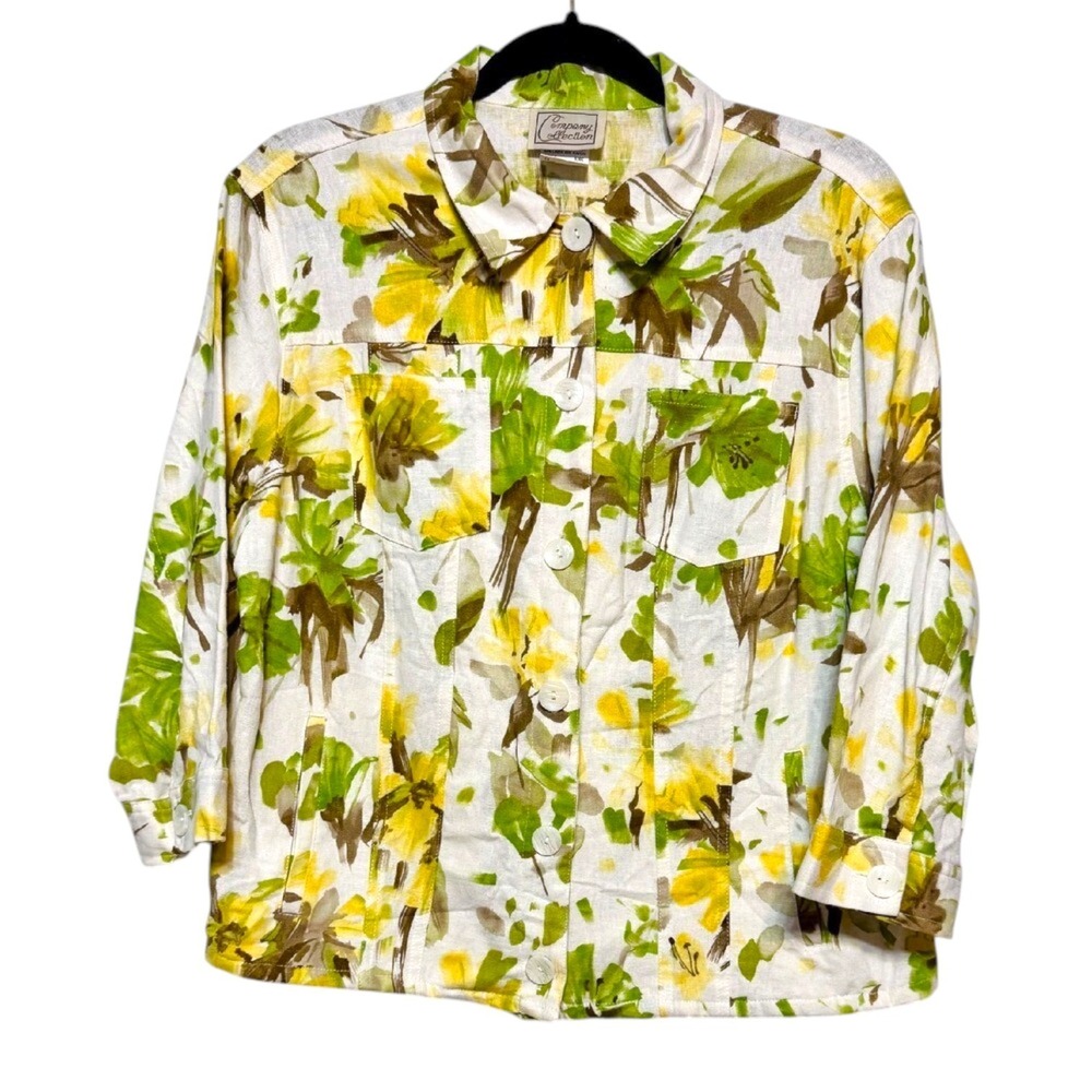 Company Collection Vintage‎ Cottagecore Linen Jacket Women Size 14 Art Teacher